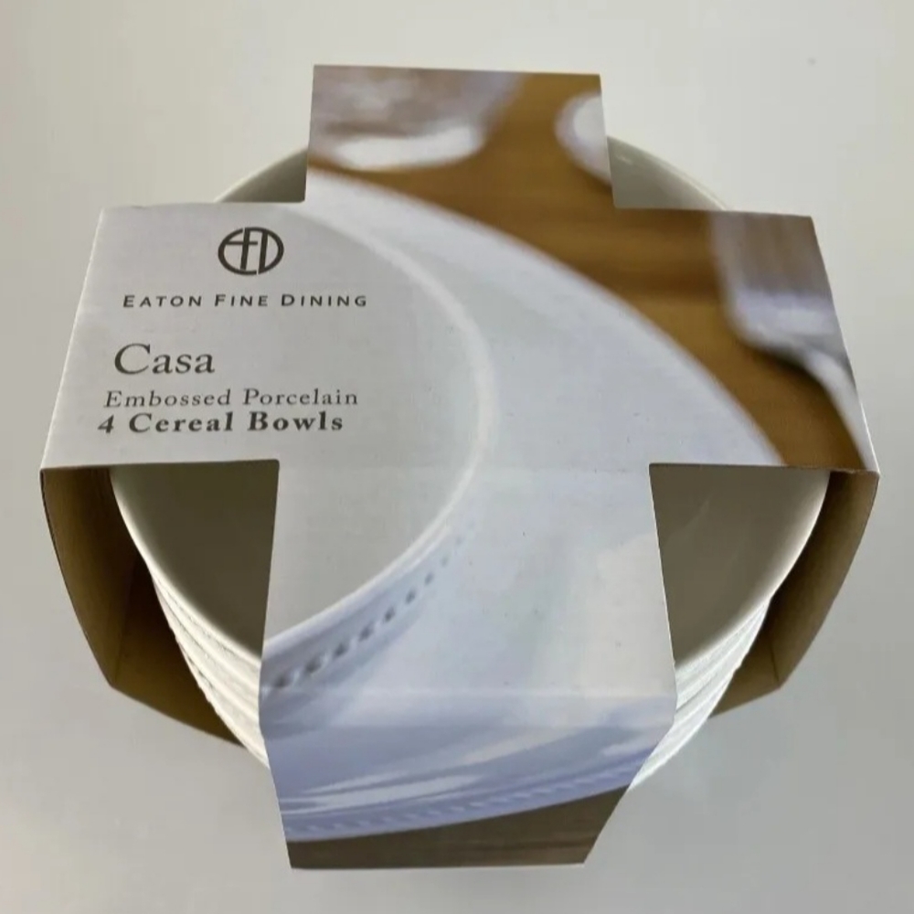 COPY - COPY - COPY - Eaton Fine Dining Casa 6” White Cereal Salad Bowls Embosse…